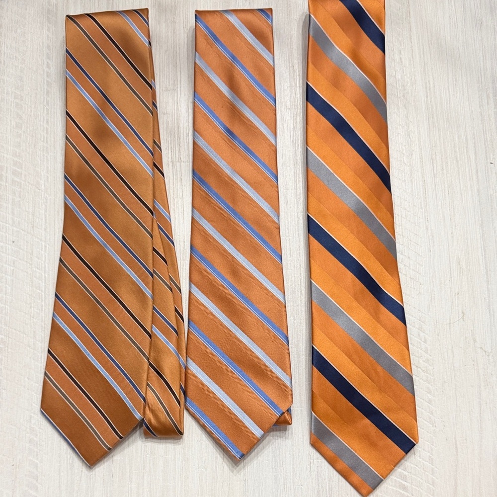 Joseph Abboud Orange and Blue Striped Tie Set of 3